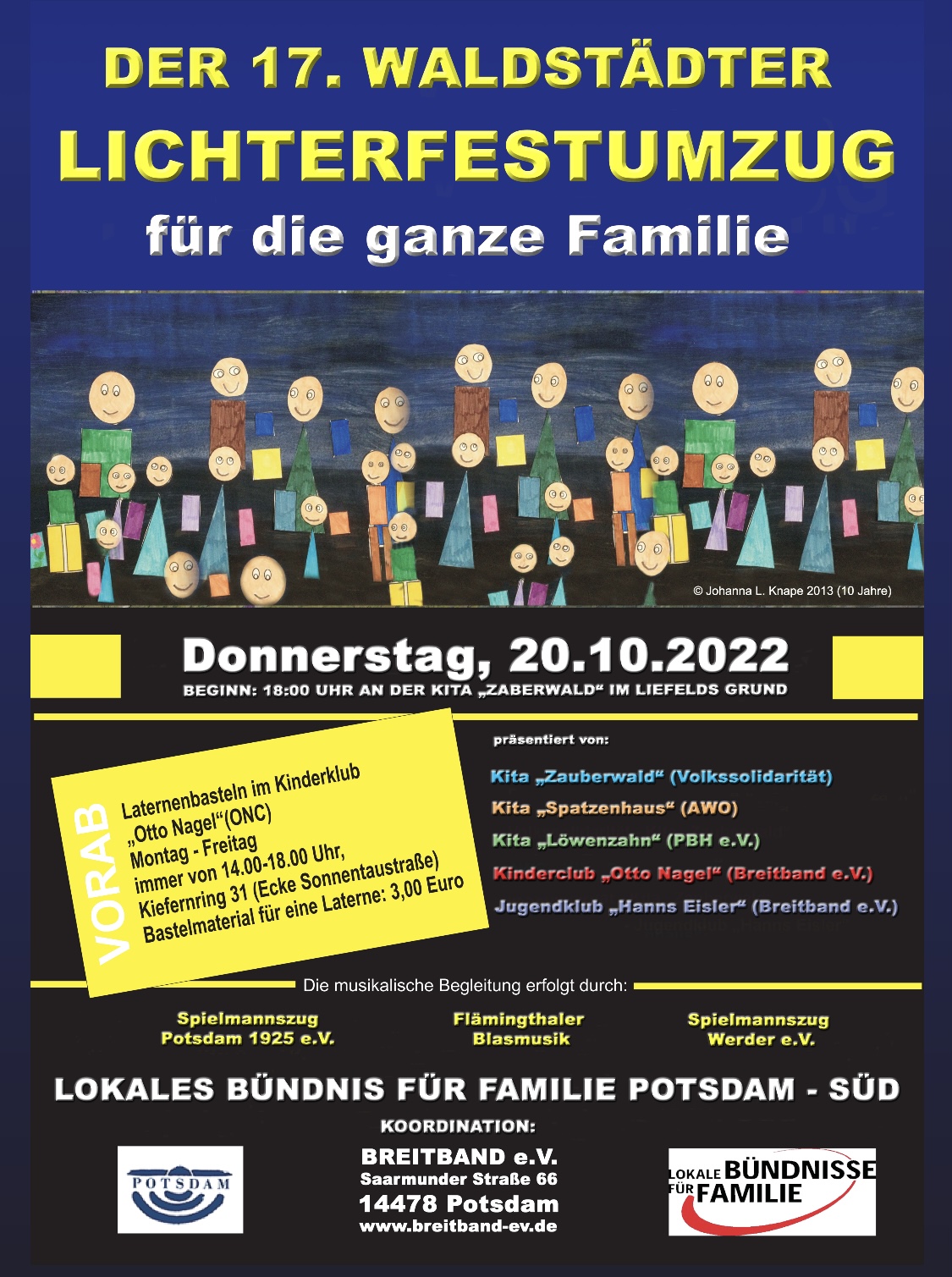 Plakat des Lichterfeldumzuges 2022, wie es in Waldstadt zu finden ist